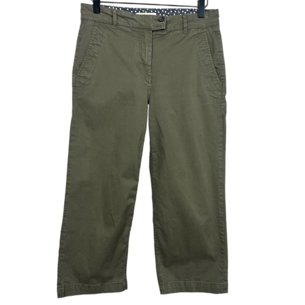 Boden Sage Green Twill Casual Relax Fit High Rise Ankle Chino Pants Cotton Blend